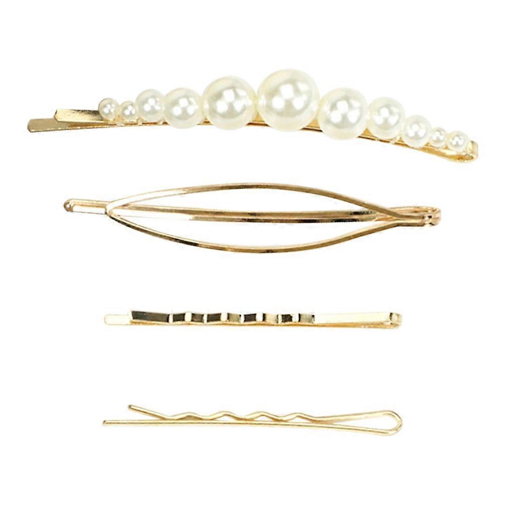 Elegant Hair Accessories For Women And Girls With Random Patterns In Golden Color For Daily Life 4Pcs