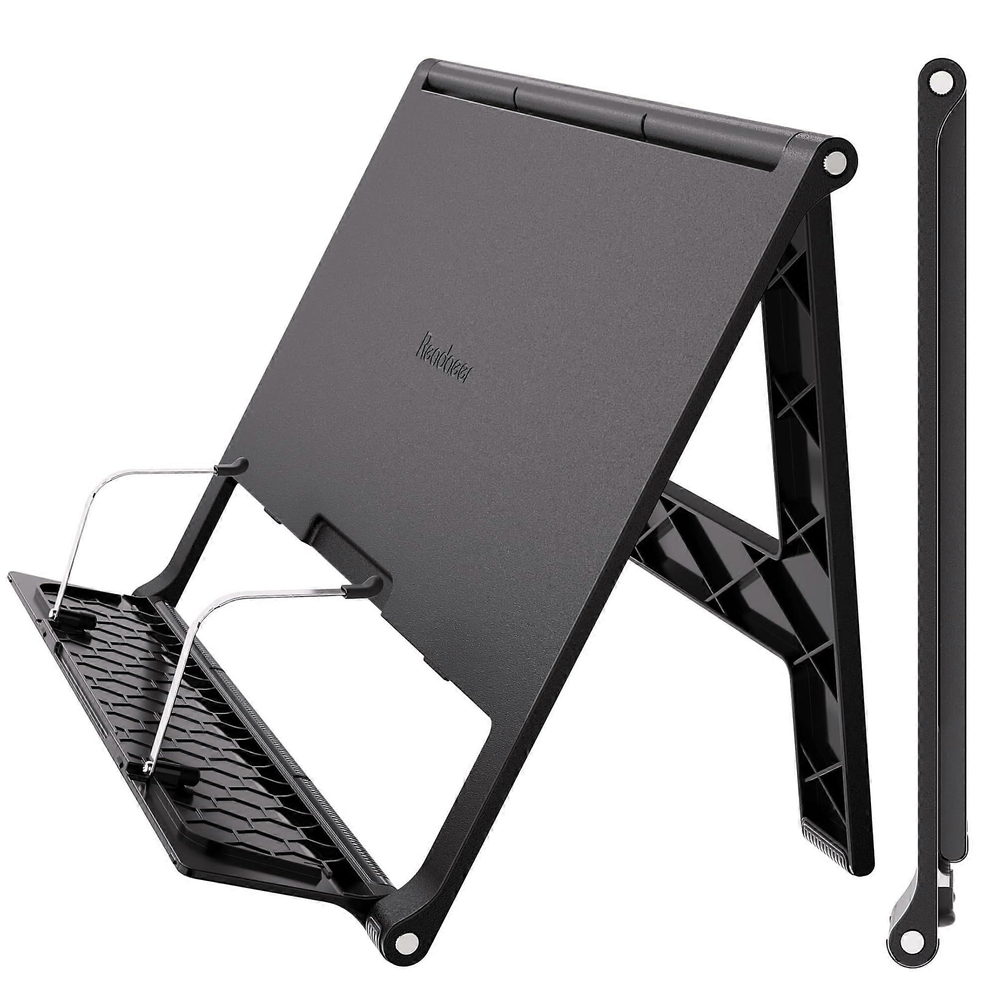 Readaeer Portable Book Stand Angle Adjustable Book Holder For Thick Textbooks, Collapsible, Lightweight, Black