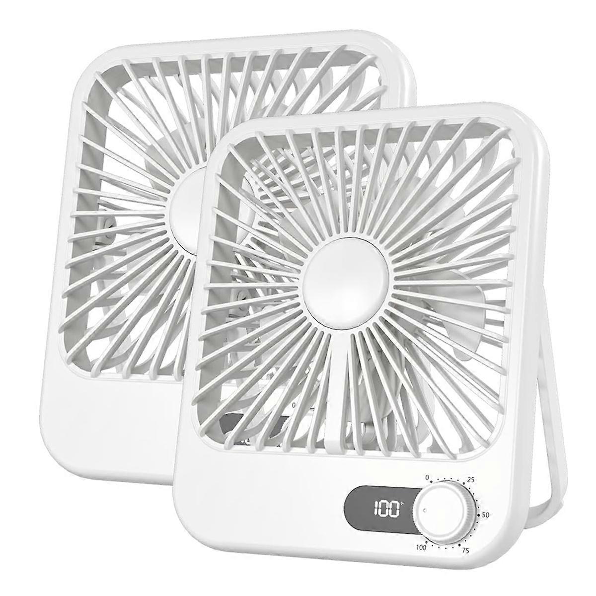 2 Pack Rechargeable Fan Portable - 100 Speed Wind Adjustable, Mini Silent Battery Powered Personal Desktop Fan