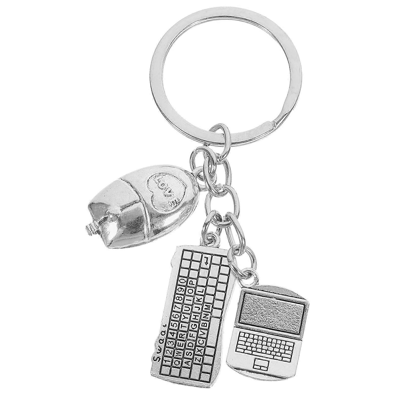 Computer Keychain Silver Zinc Alloy Perfect Gift for Decoration Small Size 2.5x1.8cm