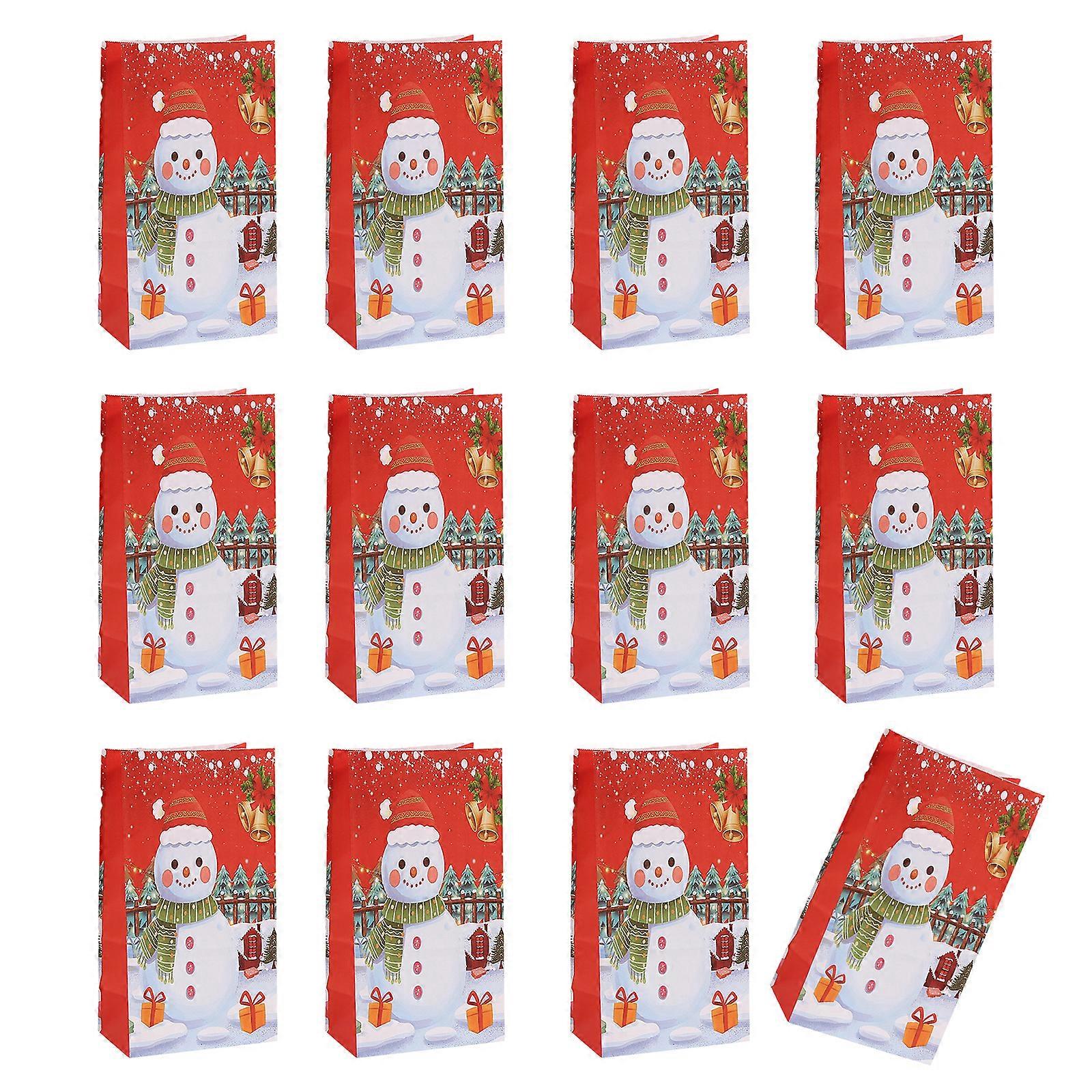 12 Piece Set Durable Recyclable Christmas Parties Favors Bags Feature Festival Pattern And Easy Carry Handle For Holiday Gifting Multicolor