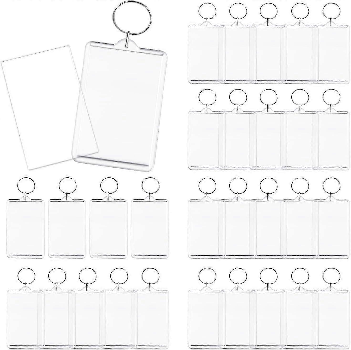30 Pieces Acrylic Photo Frame Keychains Clear Rectangular Keychains Blank Picture Insert K