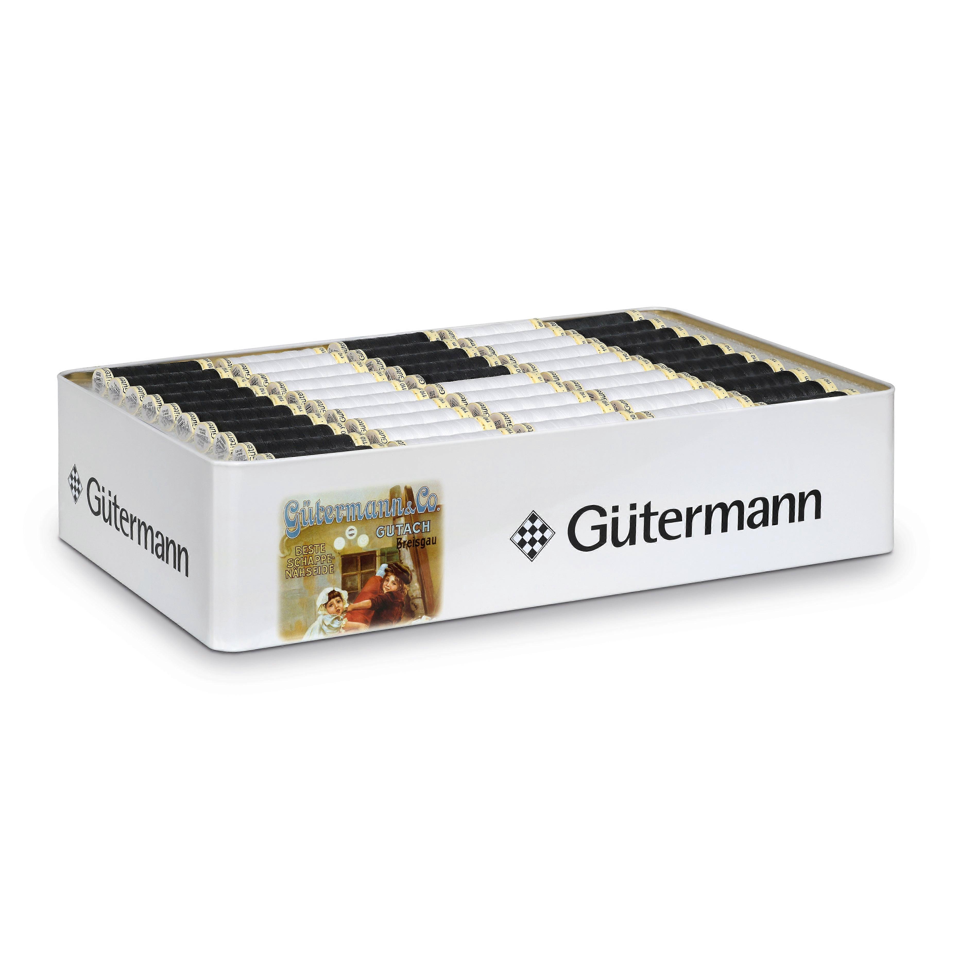 Gutermann Thread Storage Tin Nostalgia Large 180 X 100m Sew-all: Black & White
