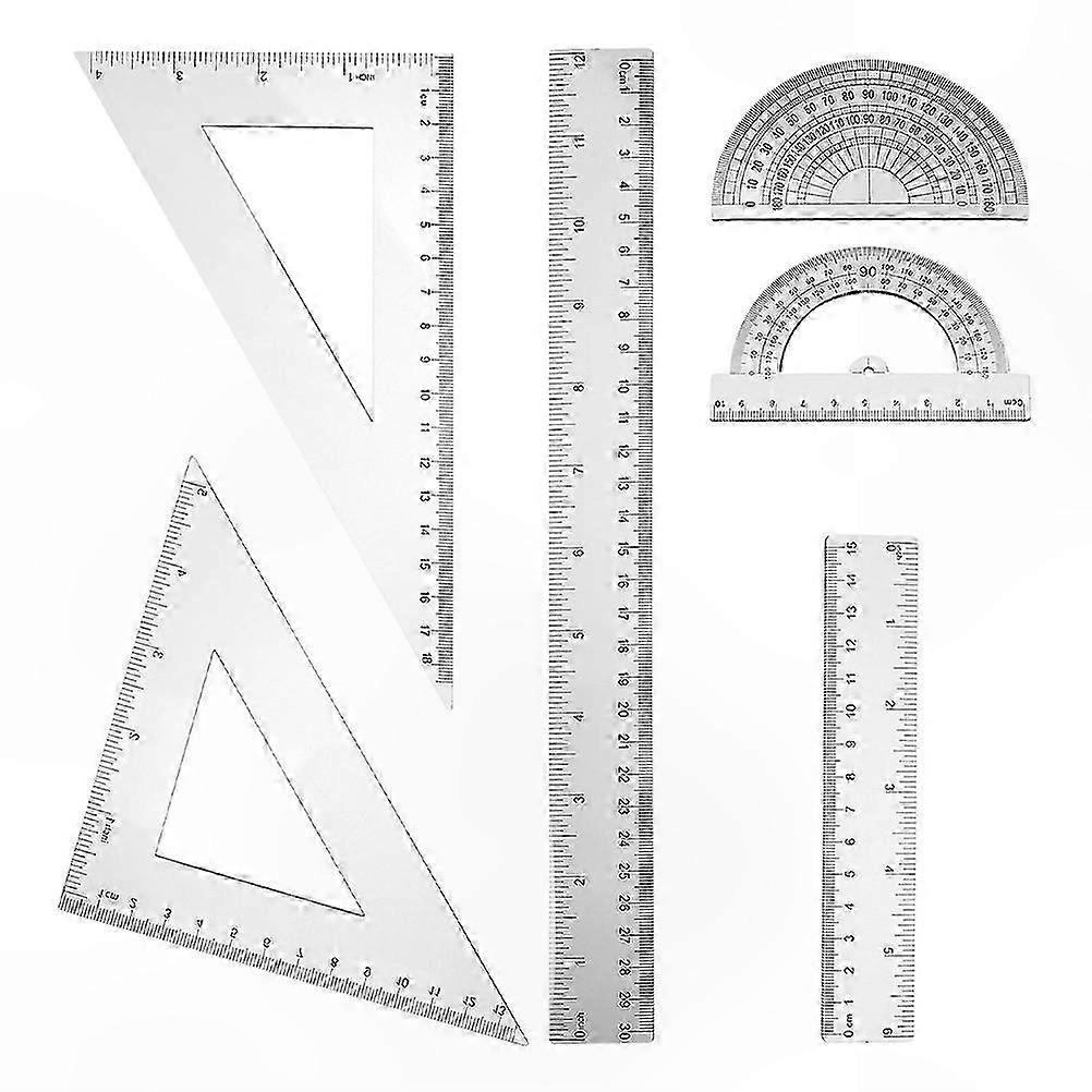 Geometry Set for Students - 6 Piece Math Kit with Protractor, Triangle Rulers, Clear Measuring Tools for School Use