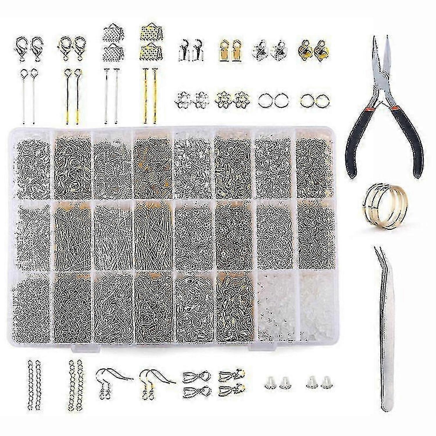 1763pcs المجوهرات صنع اللوازم كيت - أداة إصلاح المجوهرات مع الاكسسوارات المجوهرات كماشة المجوهرات النتائج وأسلاك الديكور للبالغين والمبتدئين