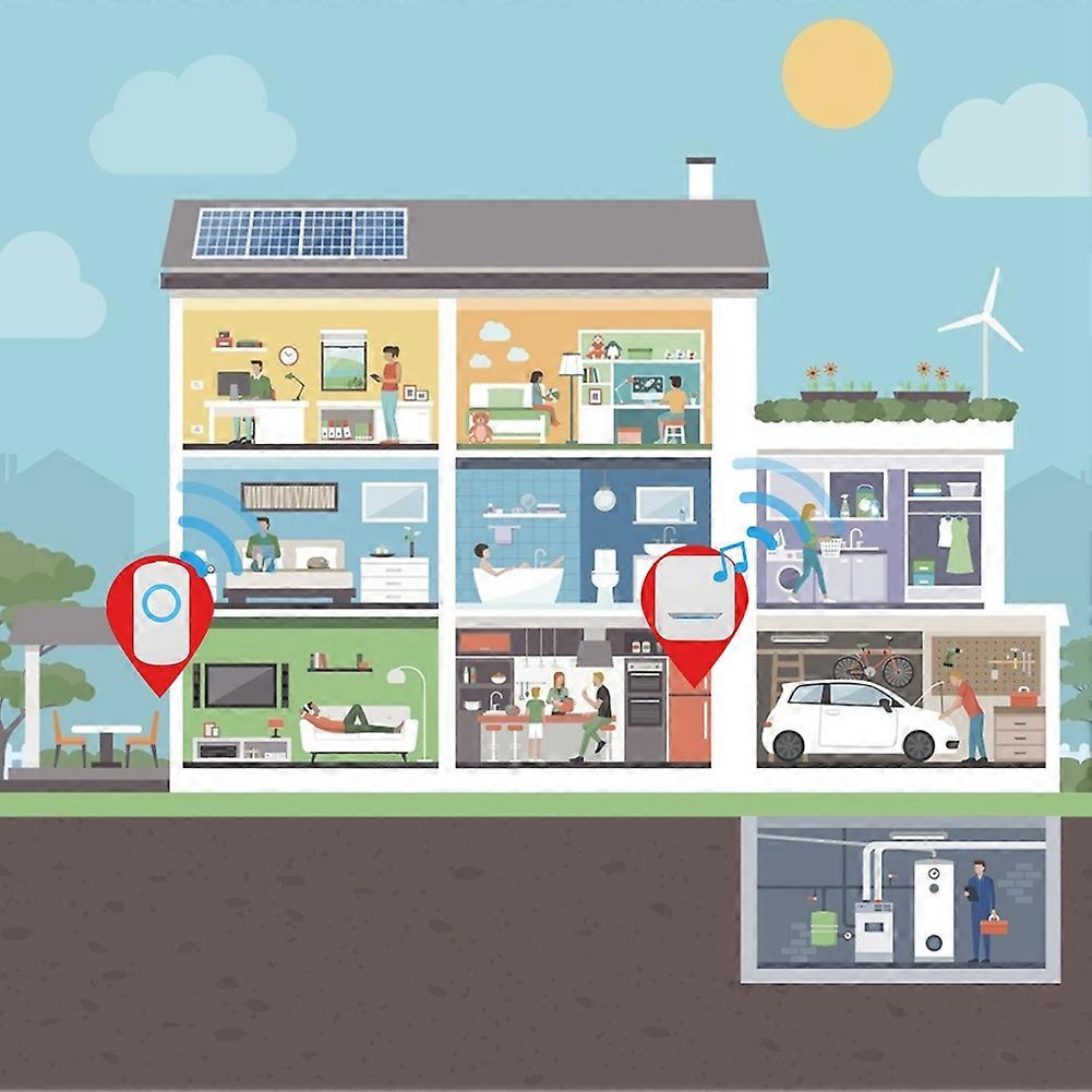 Wireless Doorbell Set with LED, IP55 Waterproof, 300m Range White