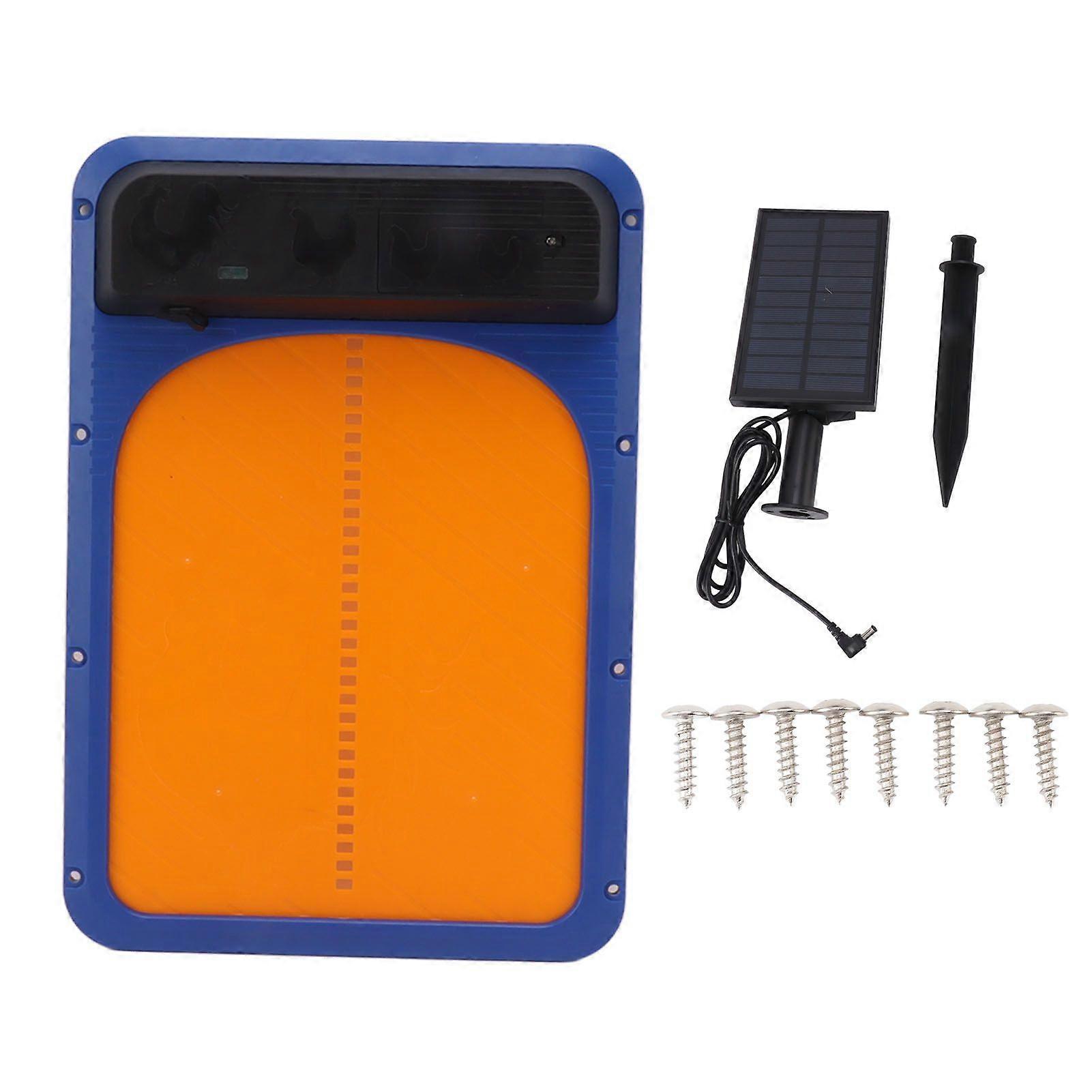 Automatic Chicken Coop Door Solar Powered Safe Chicken Coop Door with Light Sensor for Poultry Blue Yellow