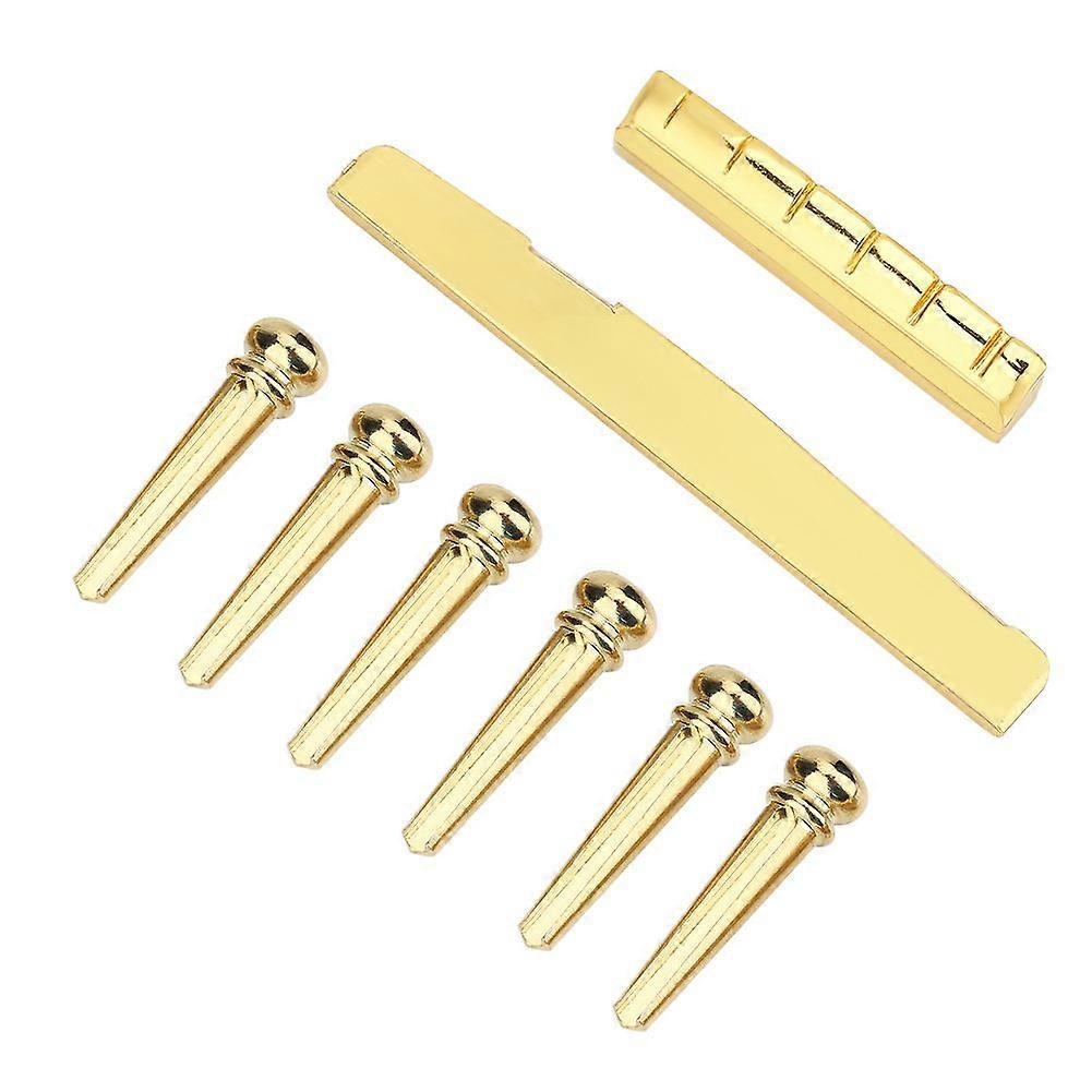 Brass Guitar Upper Nut Bottom Saddle Repair Replacement Accessory for Folk Guitars