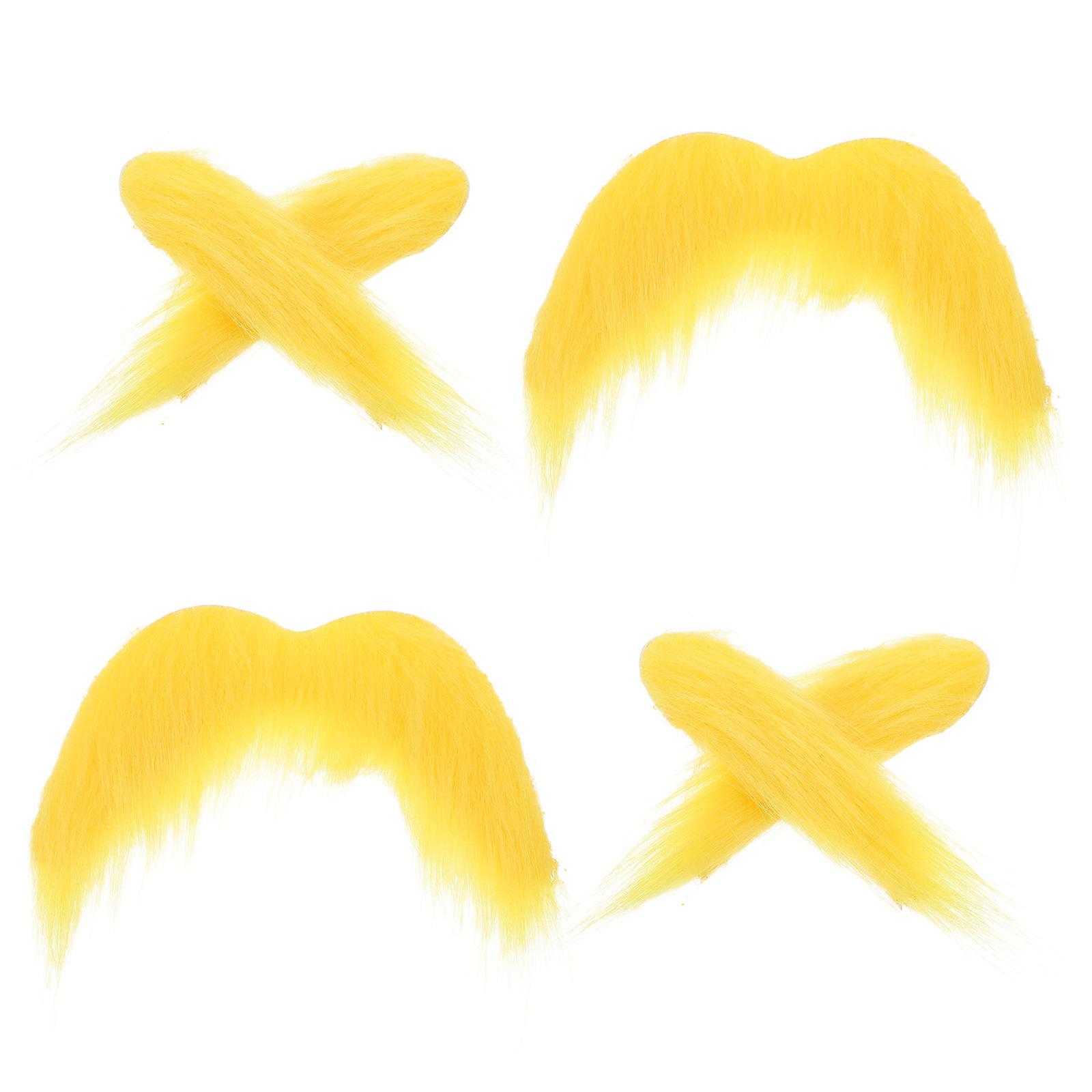 Fake Mustache and Eyebrows Set for Costume Beard Decoration 2Sets Yellow
