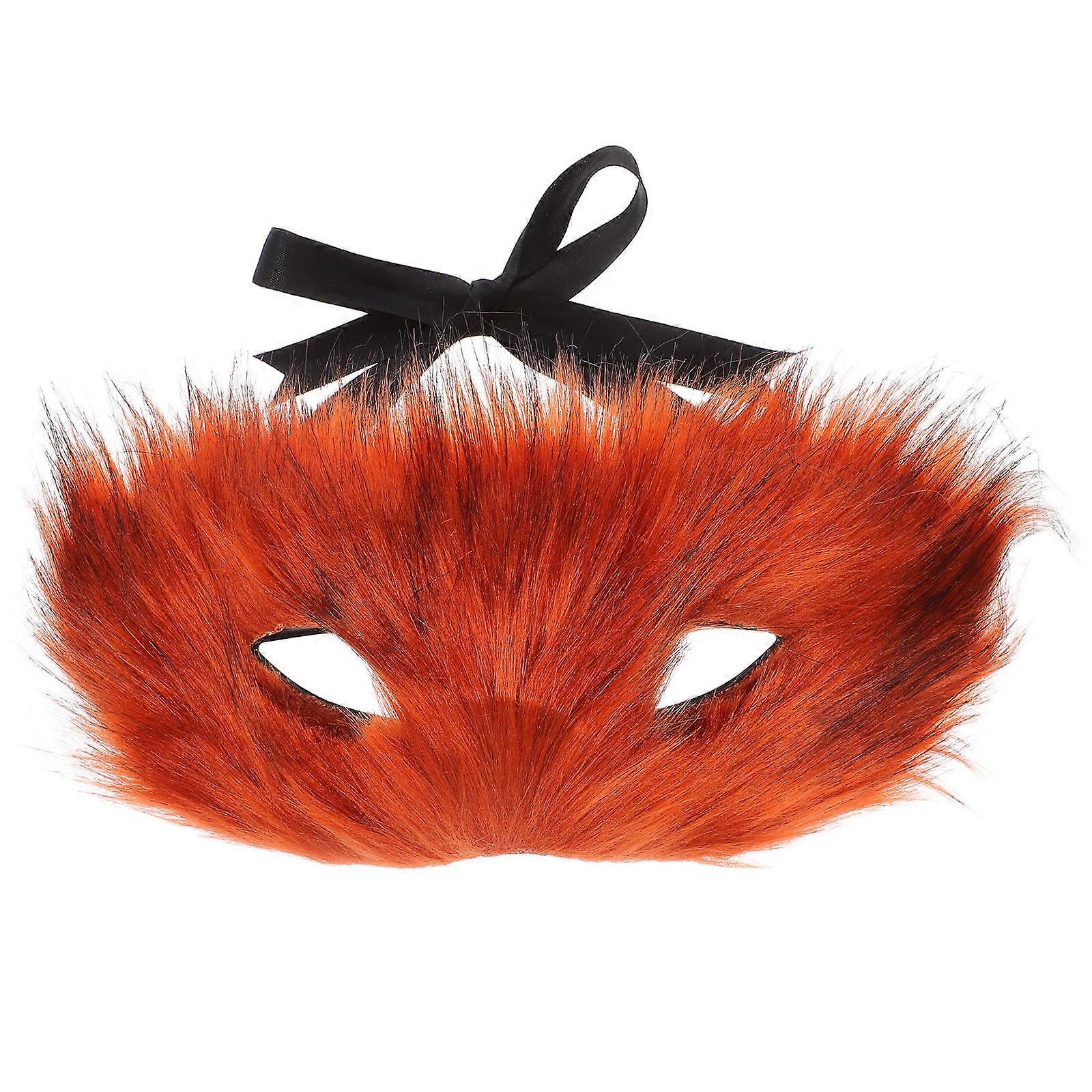 Fox Cosplay Mask Plush Half Face Mask for Masquerade Party 3Pcs Set