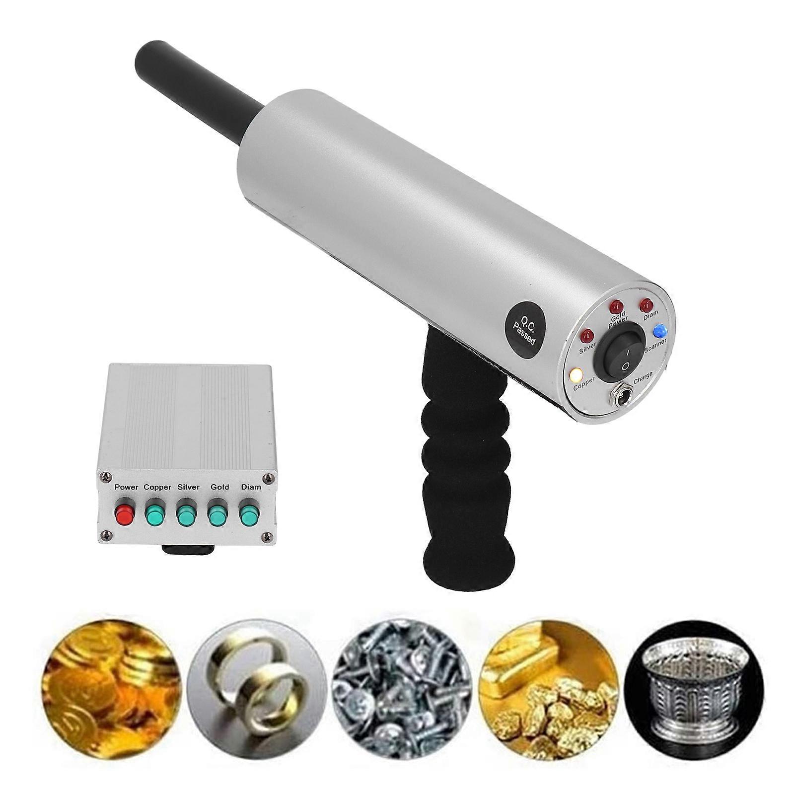 Handheld Aluminum Metal Detector Silver 14m Depth 800m Range