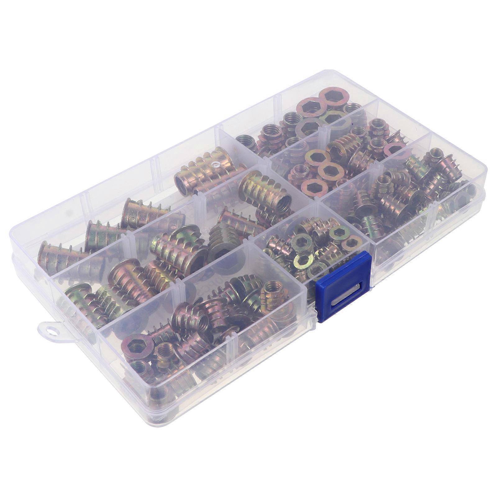 Threaded Inserts Assorted Color Nuts 120Pcs For Maintenance Of Furniture Combinations 0.86X0.59inch Zinc Alloy