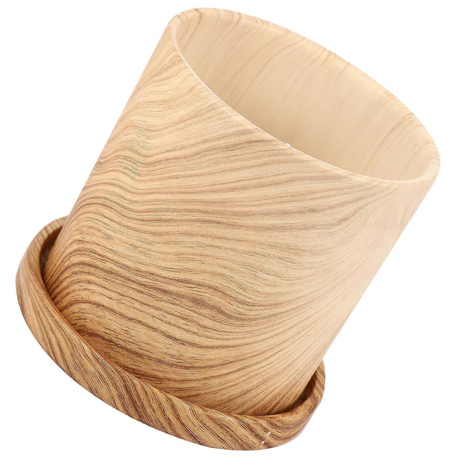 Light Brown Marble Pattern Ceramic Flowerpot with Tray for Succulent Plants