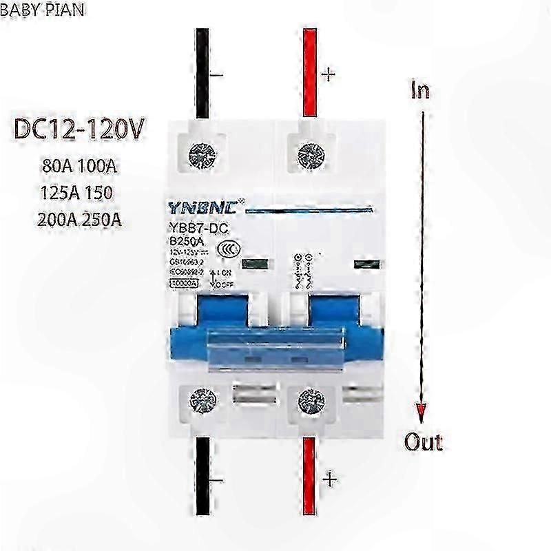 2P DC Circuit Breaker for Solar and RV Battery Systems, 100A-250A, 12V-120V