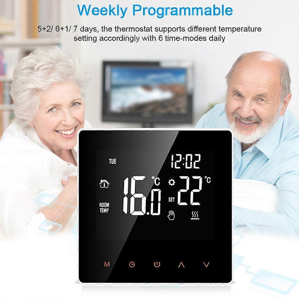 Smart Thermostat Digital Temperature Controller LCD Display Touch Screen Week Programmable Electric Floor Heating Thermostat for Home School Office Ho