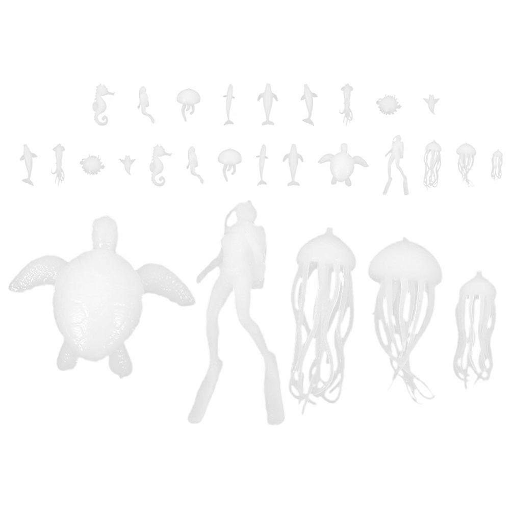 Sea Animals Models for DIY Epoxy Casting 6Sets White Plastic Mini Figures