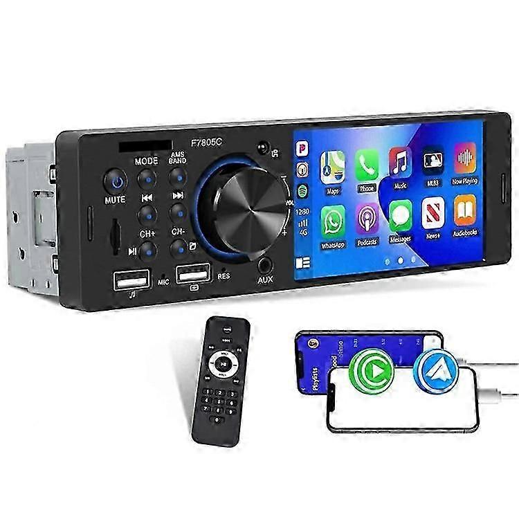 F7805C Wired CarPlay 4.1 Inch Touch Screen MP5 Car Radio Bluetooth-Compatible SD AUX USB 7 Color Lights Multimedia Player