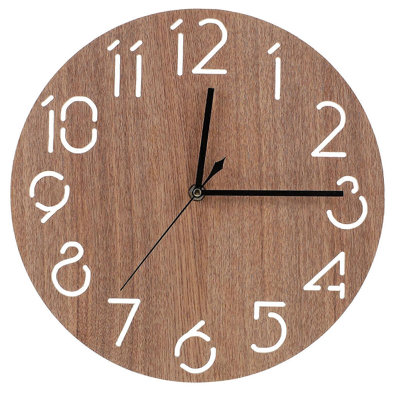 Brown Round Wall Clock 3Pcs Decorative Timekeeping Silent Operation Home Office 30x30x3Cm