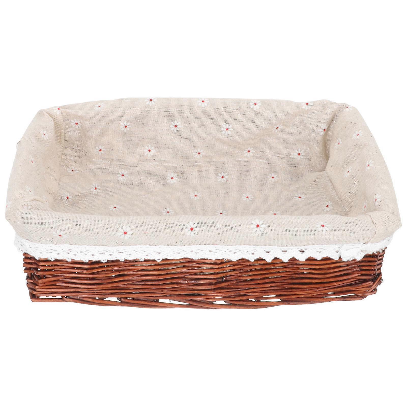 Woven Storage Basket Household Fruit Container for Kitchen Multi Material Including Cotton Linen and Rattan Used for Fruit Storage 1Pack