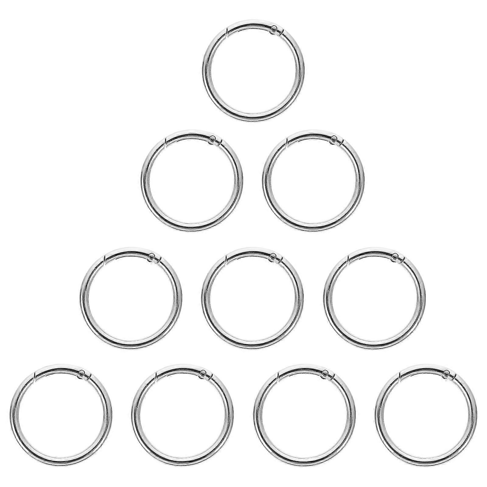 Spring O-Ring Buckles 10 Pcs Round Clips For DIY Bag Accessories Small Silver