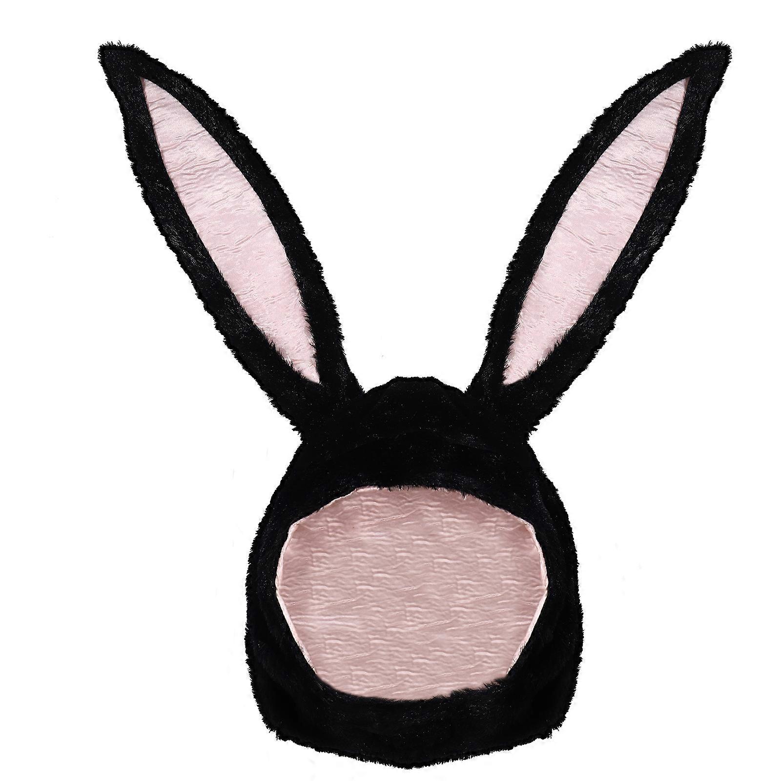 Bunny Ear Cap Rabbit Headwear for Decoration Use 2Pcs Black Plush Hat