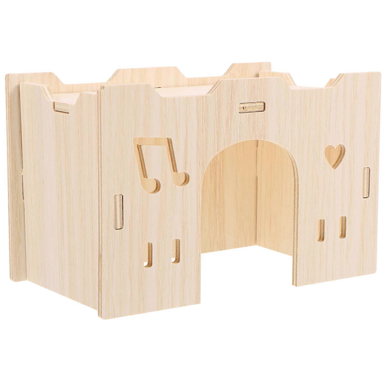 Mouse Habitat Wooden Hamster Hideout for 3Pcs Pet Use