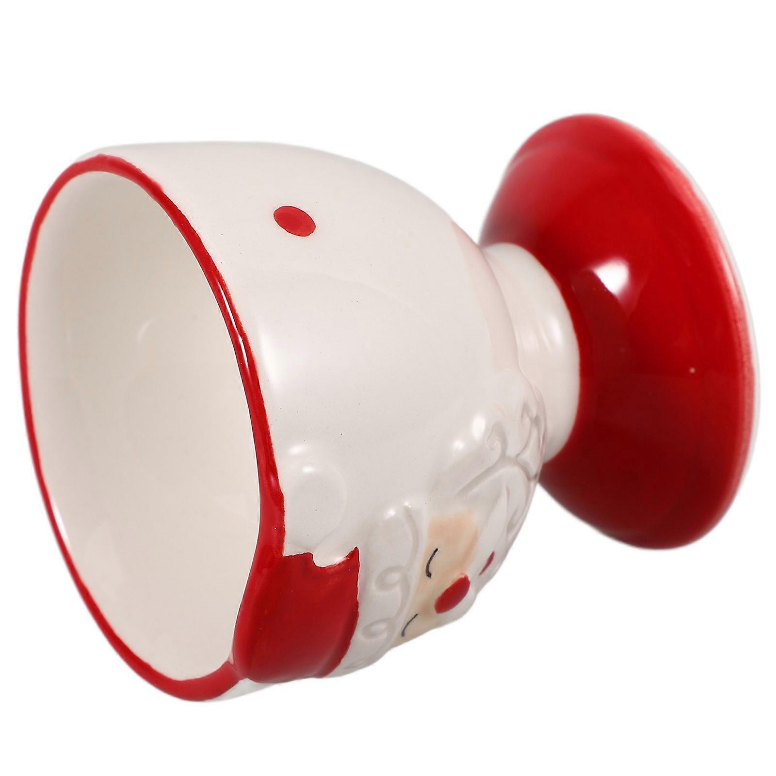 Red Ceramic Egg Holder Santa Claus for Dining Use 4Pcs Set