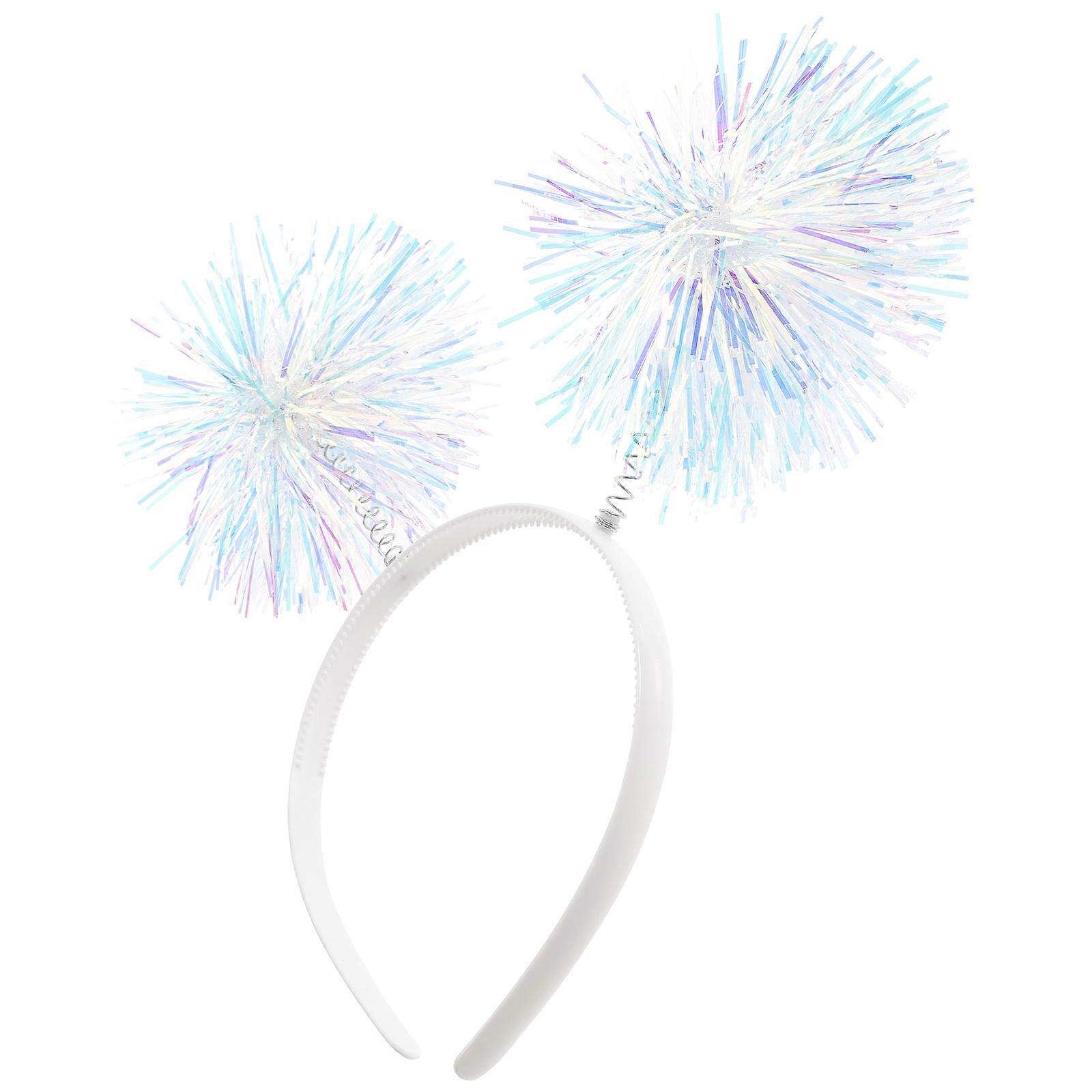 5Pcs Pompom Headband White for Birthday Party Flexible and Durable