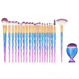Veeki Mermaid Makeup Brushes, 21PCs Professional Makeup Brush Set Foundation Face Powder Eyeshadow Blending Blush Brush Color Cosmetic tool (style 2)