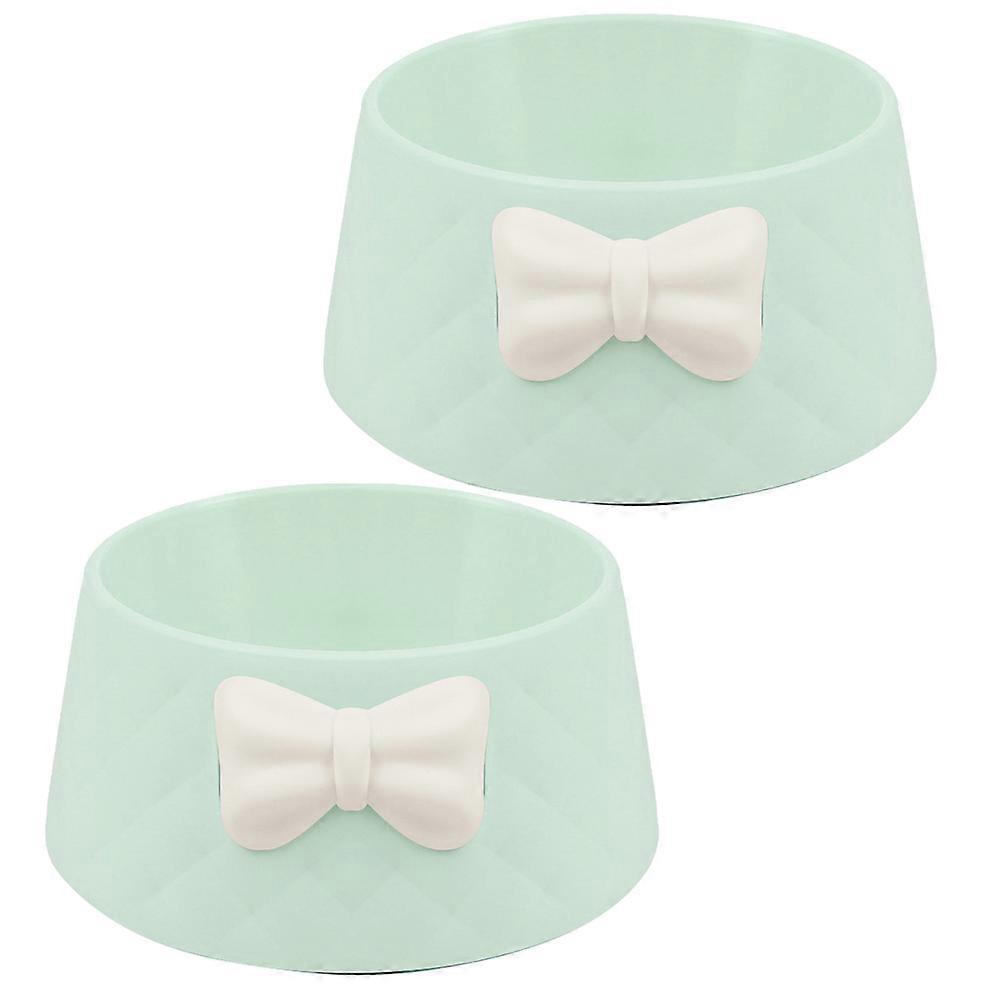 Dog Plastic Bowl Feeder Round with Bowknot for Pet Feeding 6Pcs