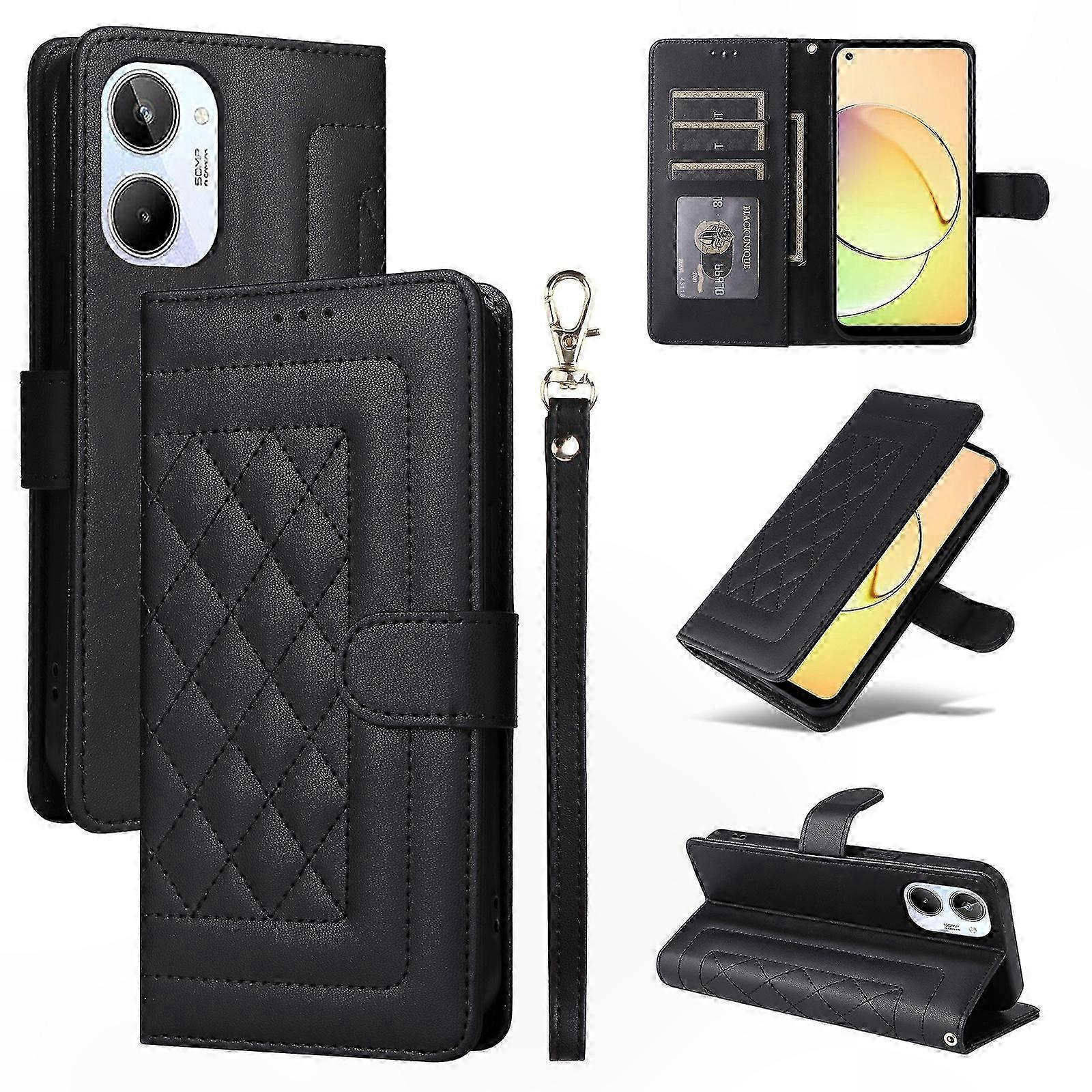 Genuine Leather Flip Case Designed for Realme 10 4G Smartphone