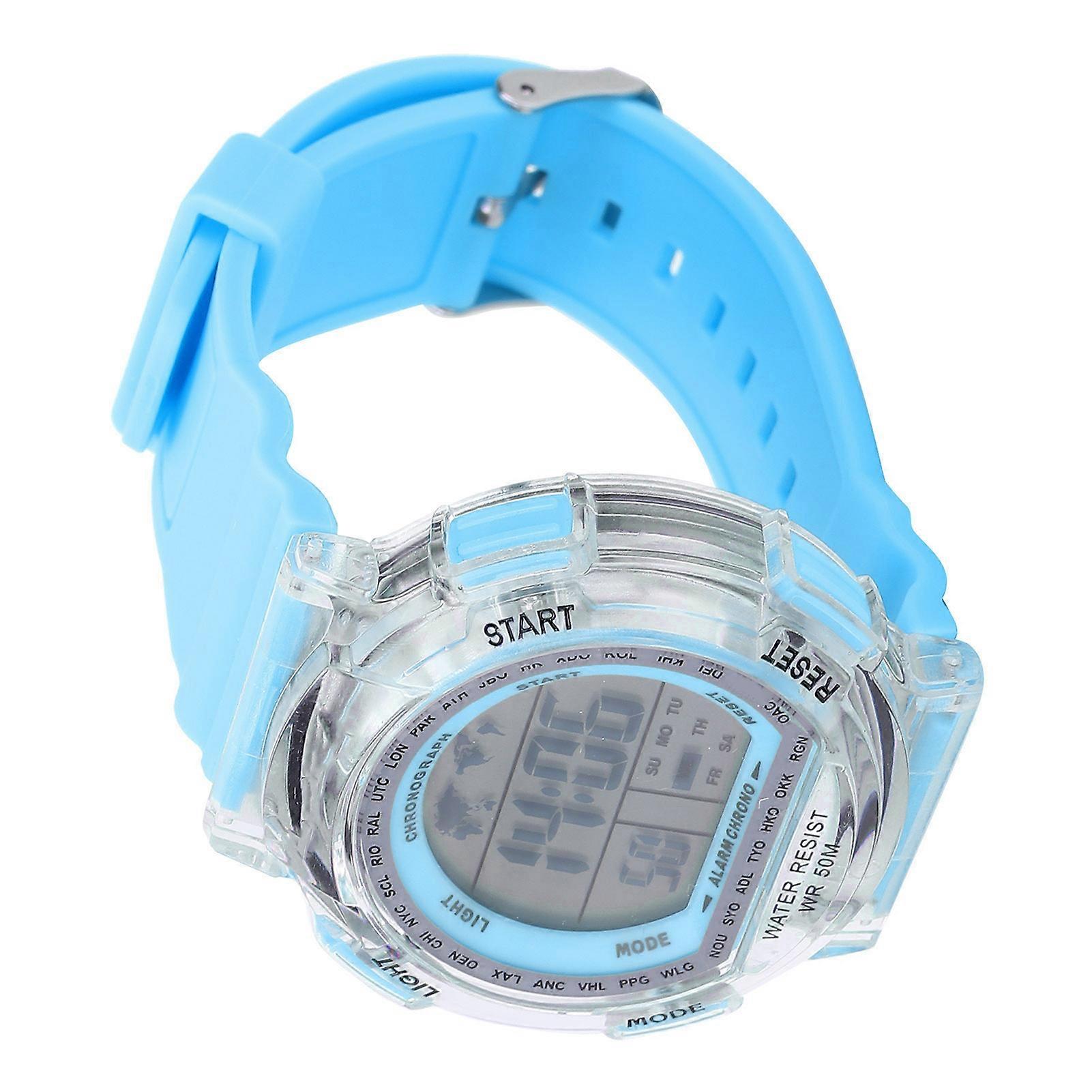Multifunction Waterproof Digital Watch Blue 39.7mm, 65mAh Battery