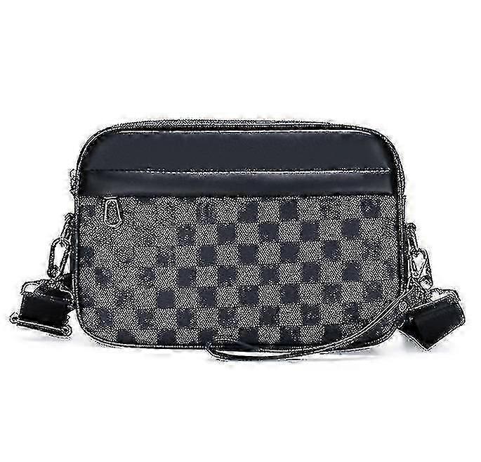 Mænds afslappede plaid skuldertaske lædertaske