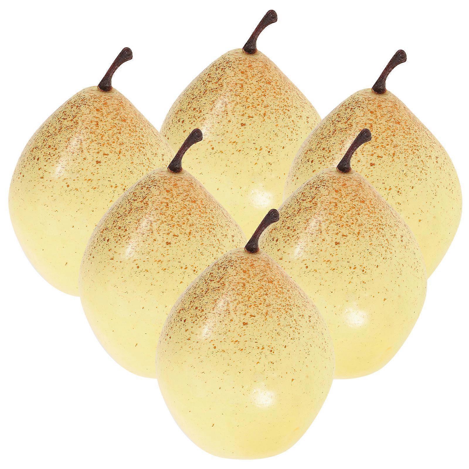 Realistic Simulated Pears For Window Display Dining Table Decoration Props Light Yellow 24Pcs