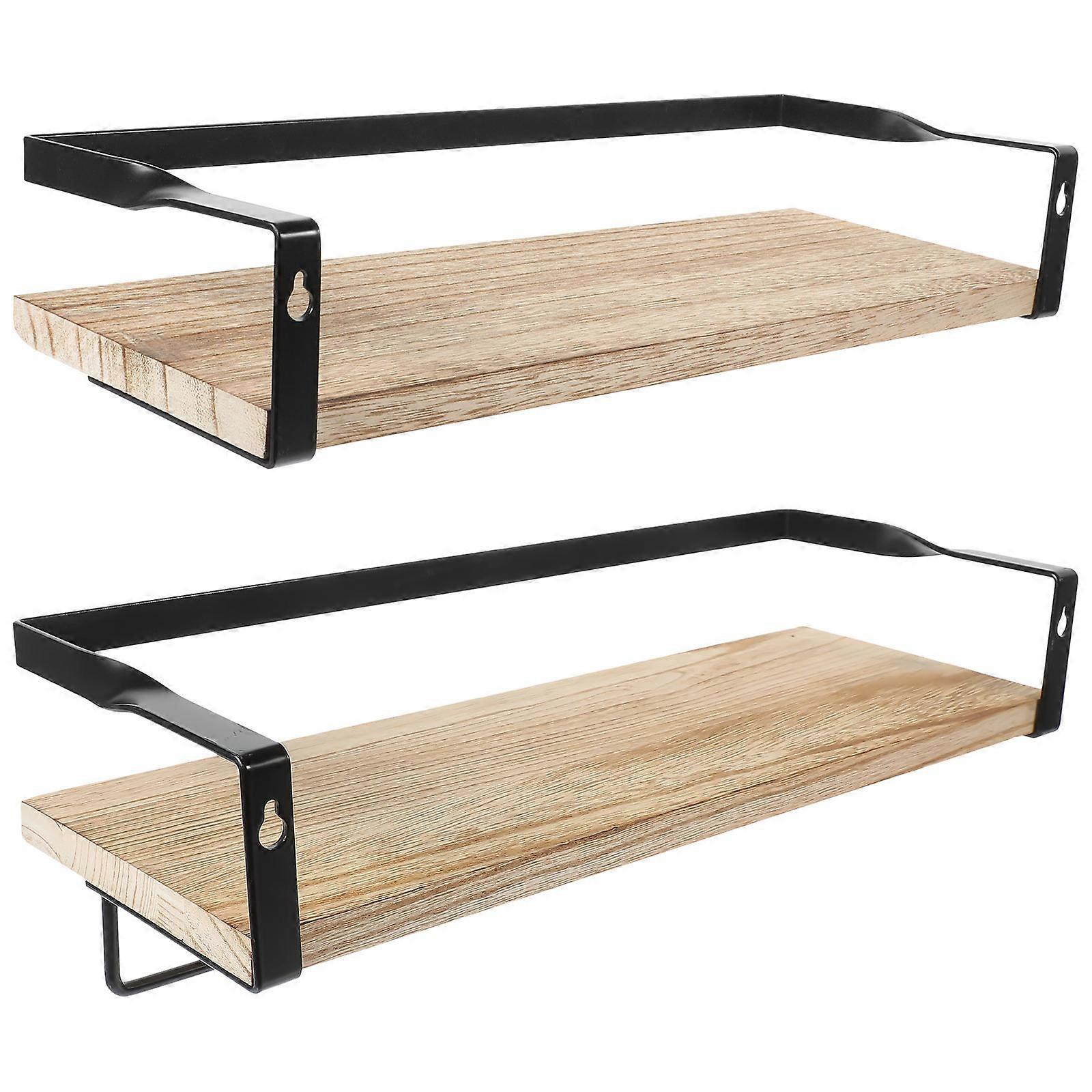 Solid Wood Floating Shelves for Wall Mounted 4Pcs Kitchen Bathroom