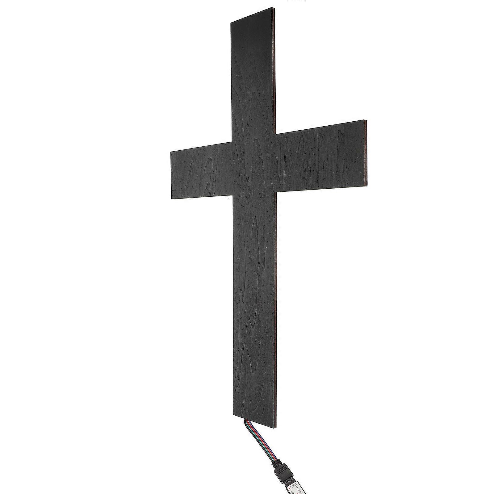 Wood Wall Lamp Cross Light with Remote Control 4Pcs Bedside Light