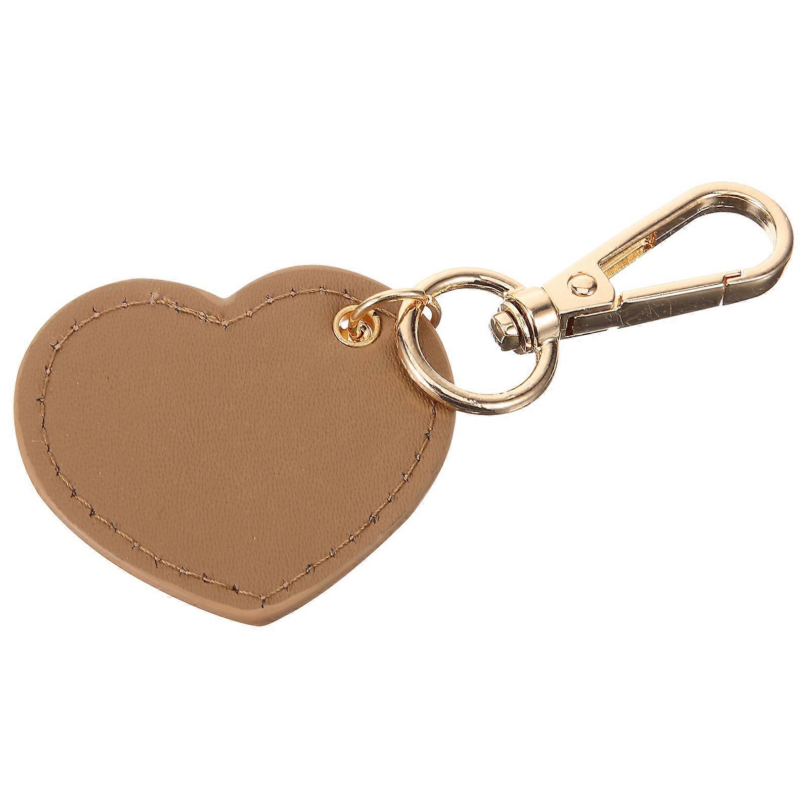 Heart Key Ring Pendant PU for Decoration 5Pcs Light Brown Package