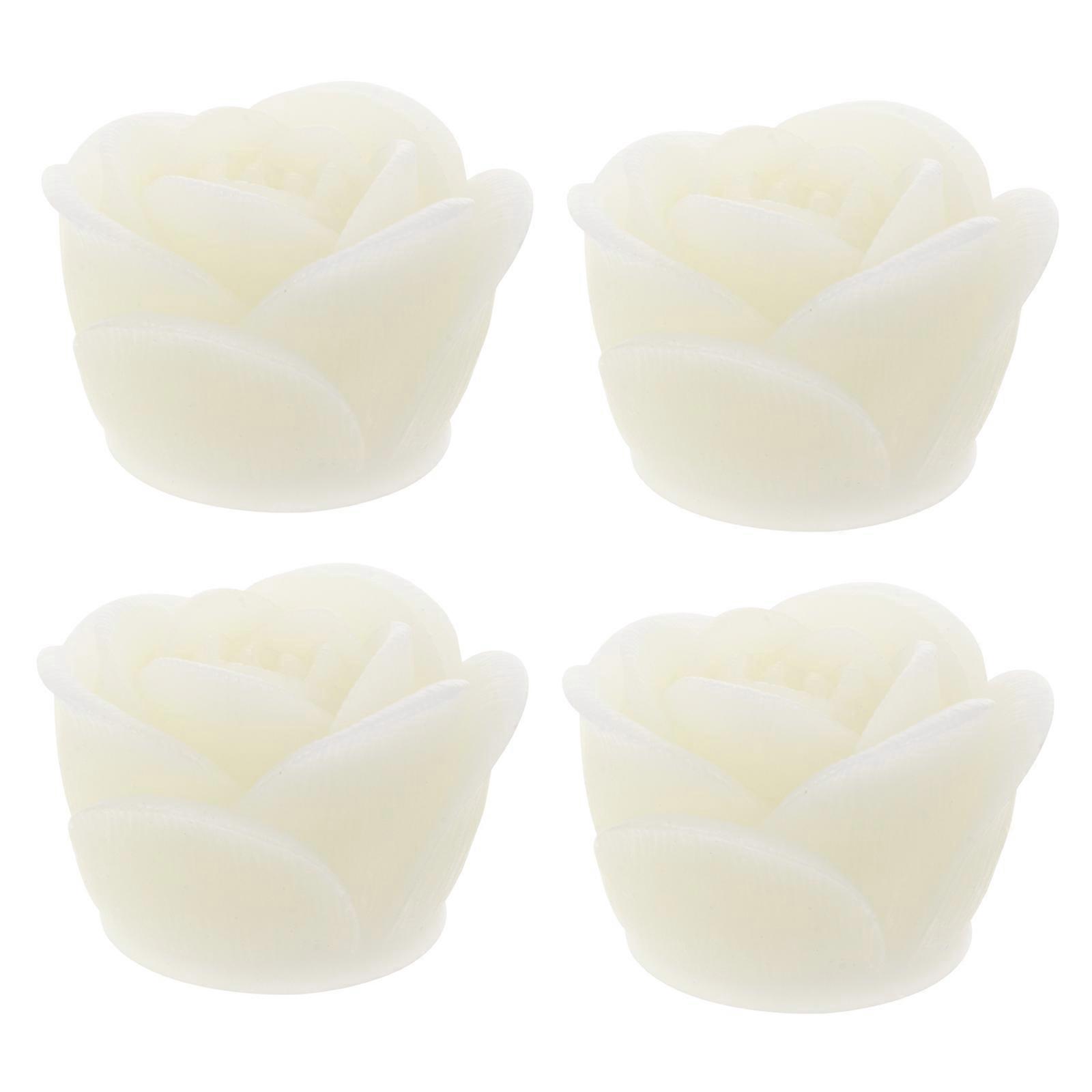 LED Candle Lights Rose Shaped for Wedding Decor 4Pcs Tea Lights Set