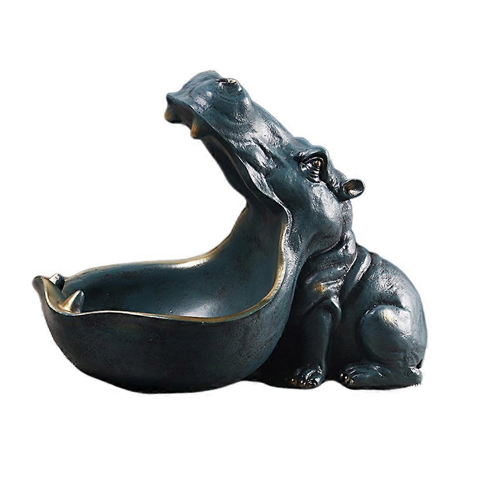 Hippopotamus Desktop Ornament Resin Crafts for Storage Container Navy