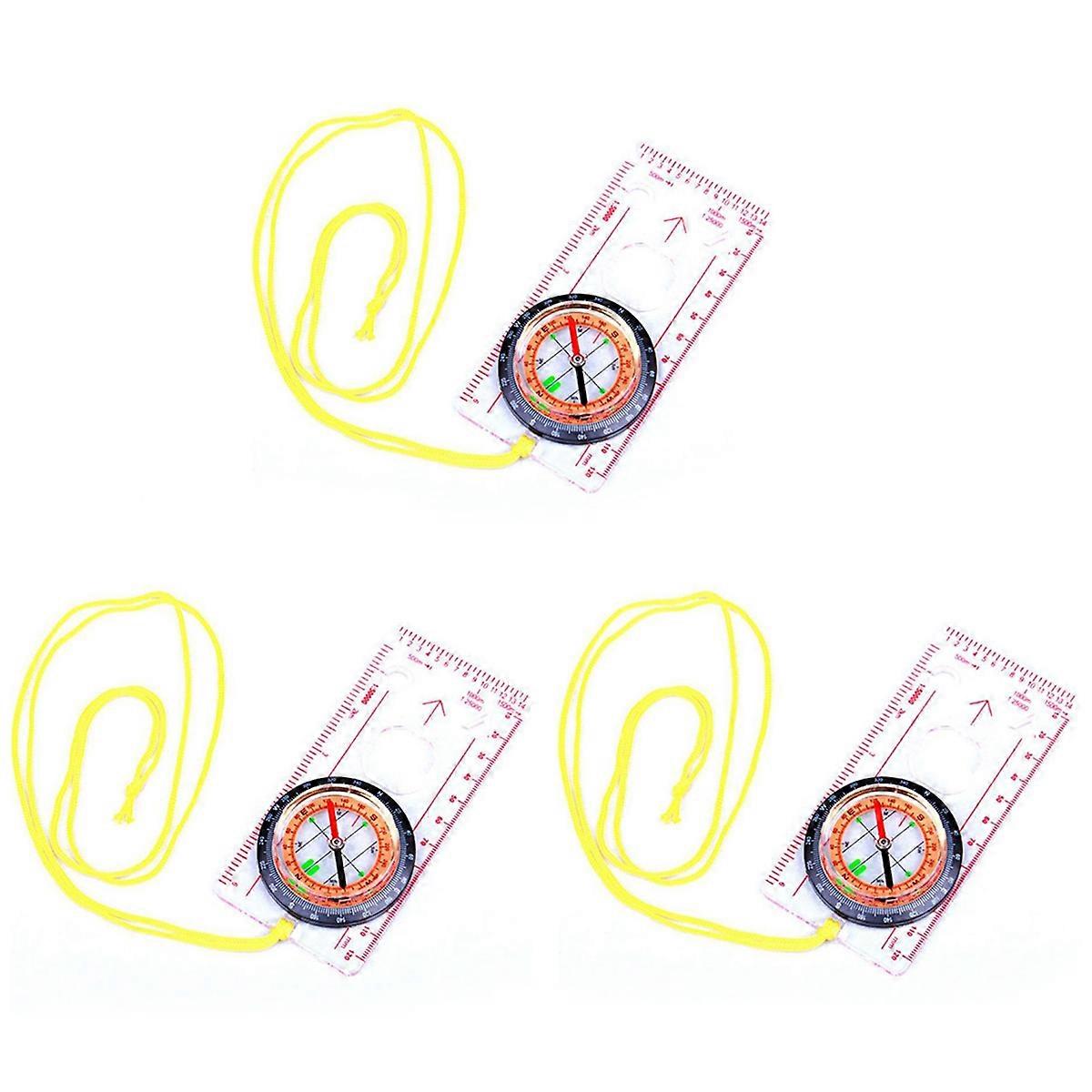 3X Baseplate Ruler Compass Map Scale Magnifier with Strap Camping Hiking OCOMP7198