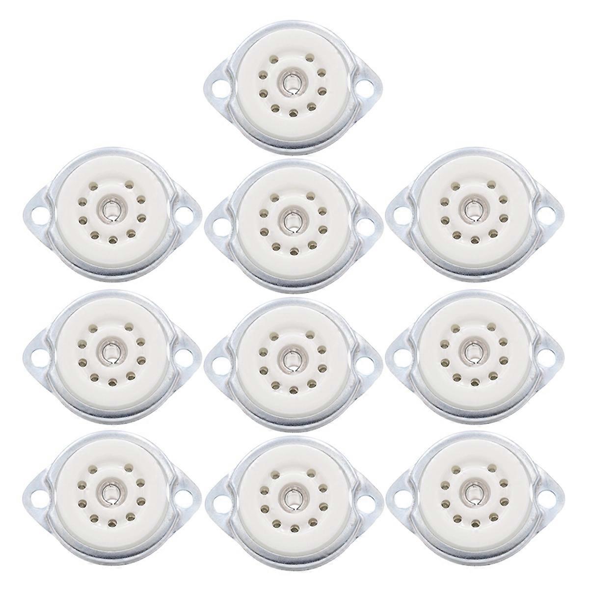 10PCS Chassis Mount 9pin Ceramic Vacuum Tube Socket Base