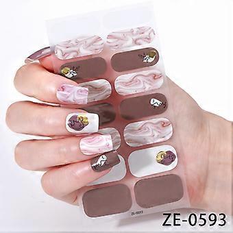 16 Nagellackfolie Nagelsticker 3D Zwiebelpulver Heißprägekleber Nagelsticker ZE-0593 Bare Chip + Nagelfeile