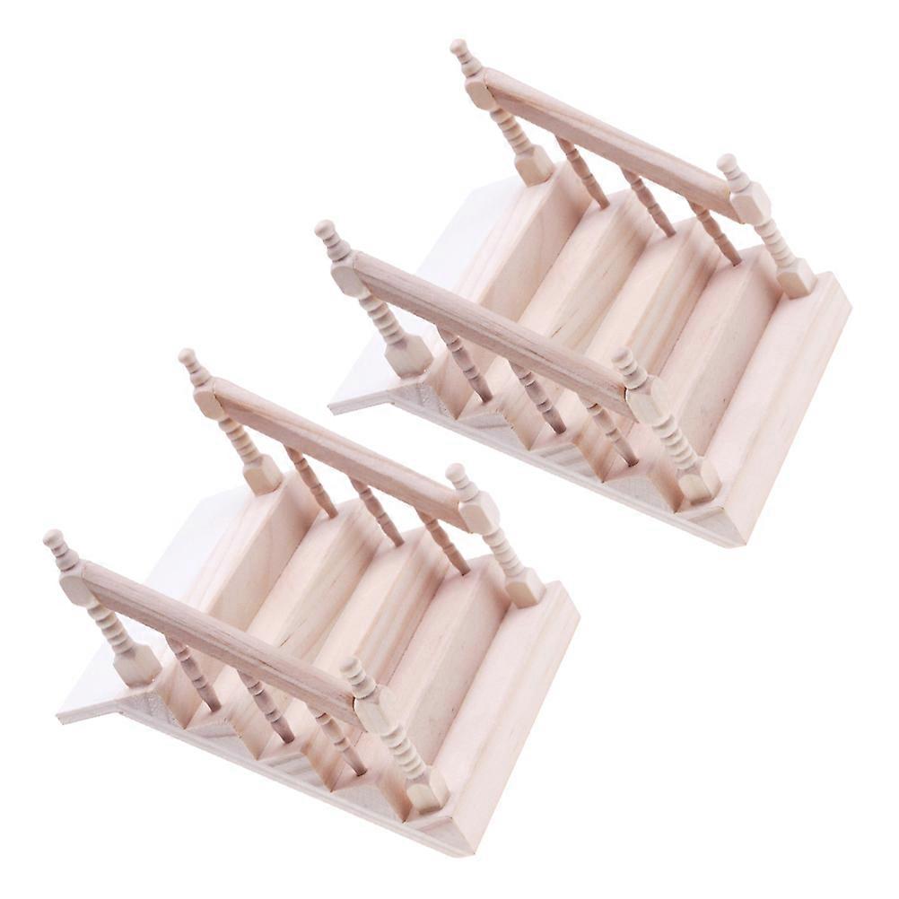 Miniature Staircase Model Wooden Handrail for Dollhouse 8Pcs Pack