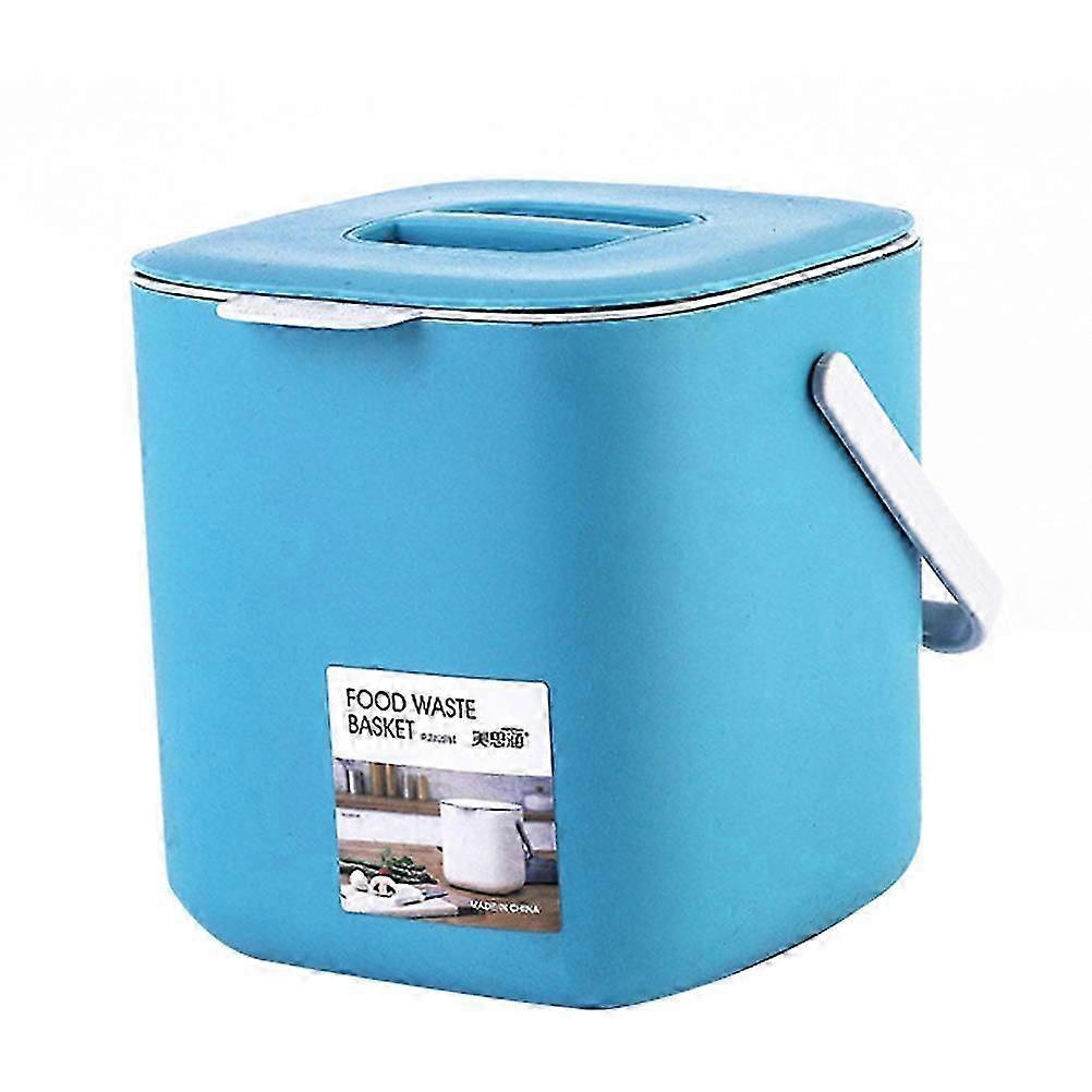 Wet and Dry Classification Kitchen Waste Bin Portable Garbage Storage Blue 18.3X17.1CM Rectangular 1Set