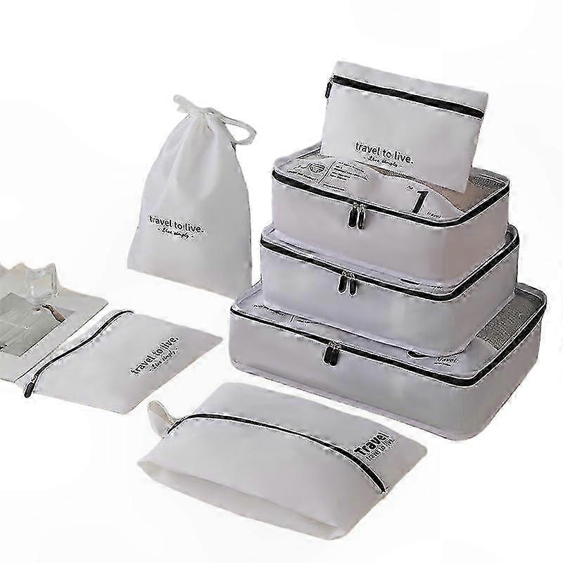 Seven-Piece Travel Organizer Set for Clothes, Shoes, and Accessories with Leak-Proof Design and Smart Compartments