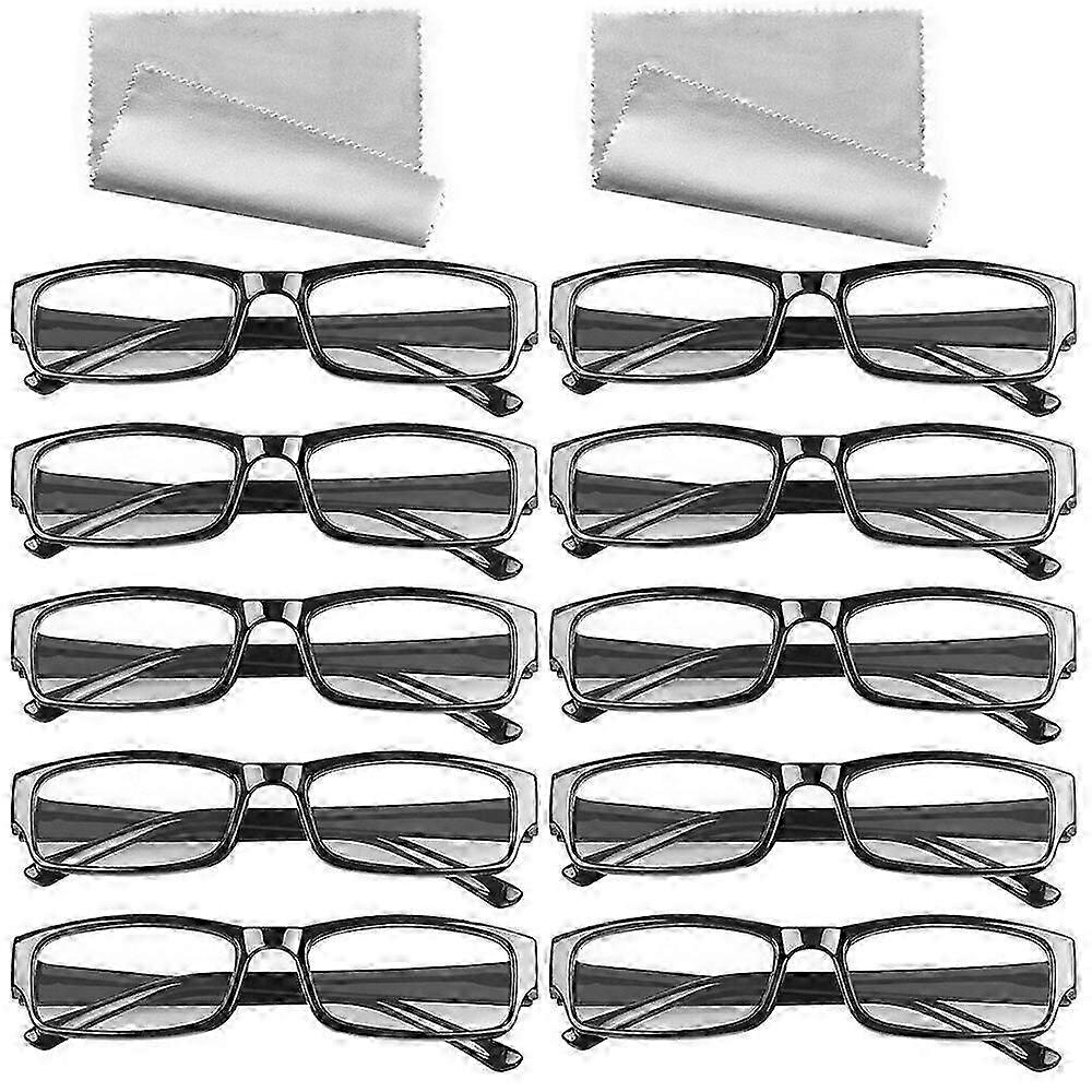 10/20 Pair of Reading Glasses, Black, 1.0 to 4.0 Degrees, Unisex, DE10/20 Pair of Reading Glasses, Black