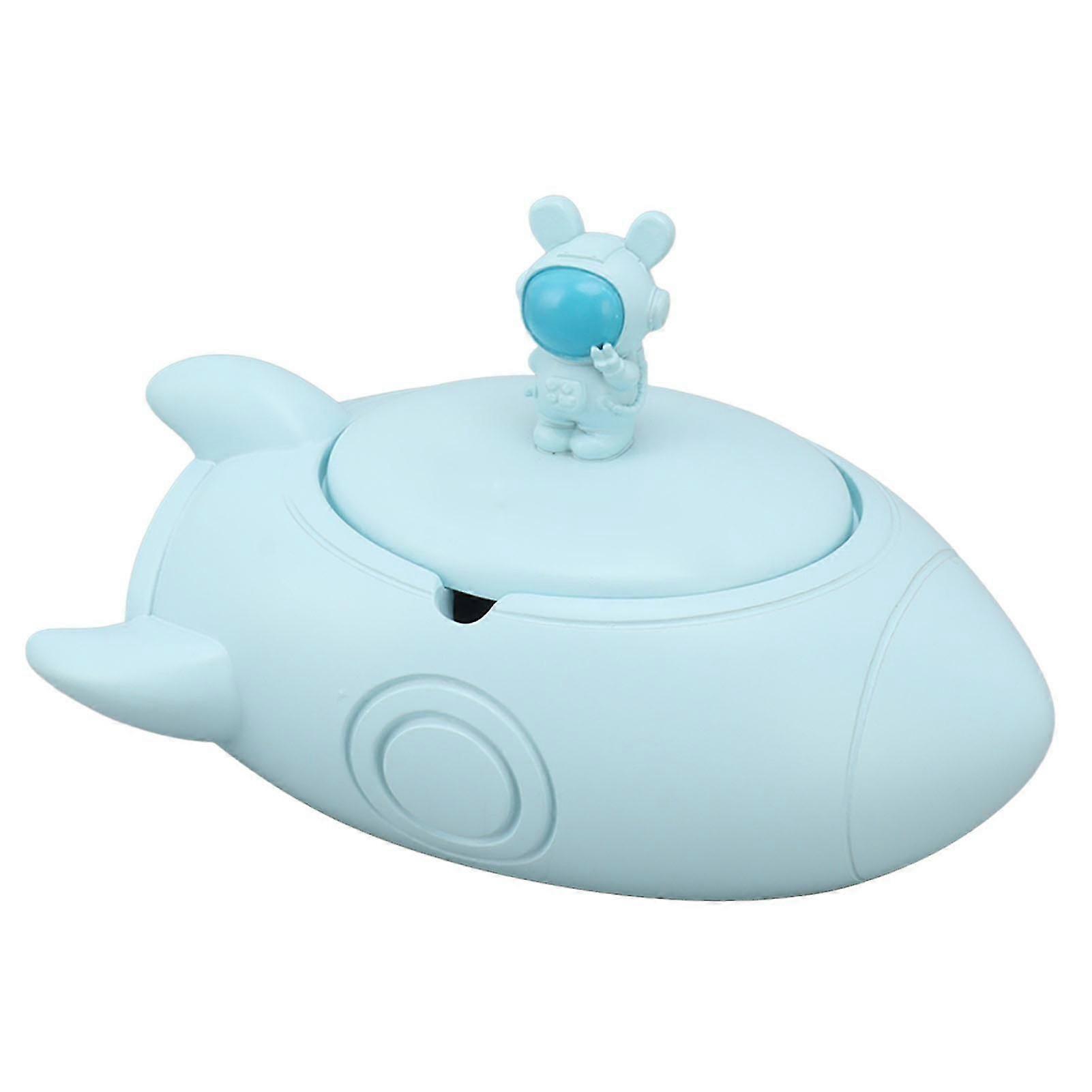 Airplane Ashtray Decorative Resin Ash Tray with Lid 2 Slots for Home and Office Blue