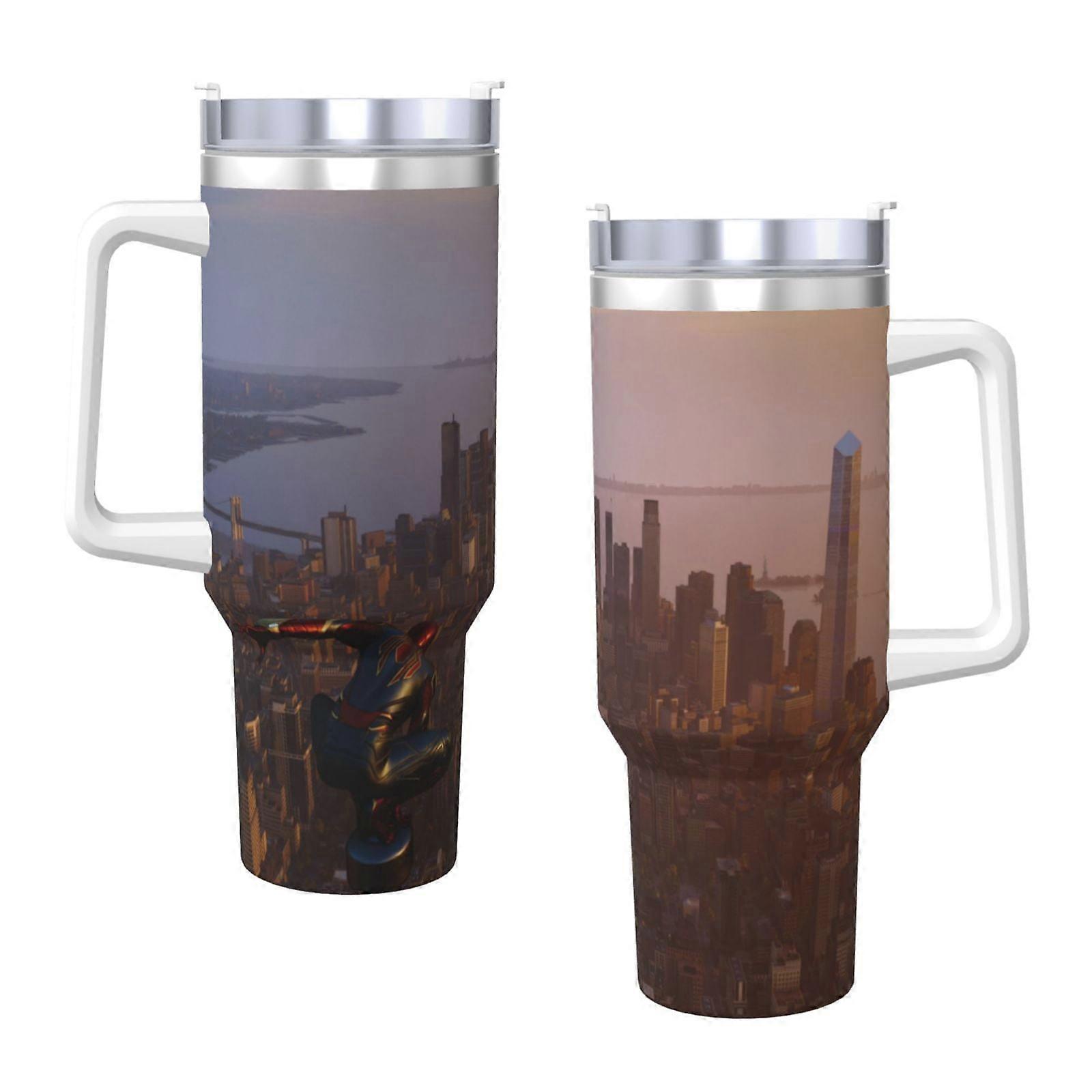 스파이더맨 40oz H2.0 스테인리스 스틸 진공 단열 텀블러 (뚜껑 및 빨대 포함, 물, 아이스티 또는 커피, 스무디용)