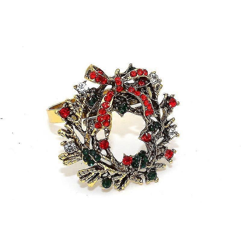 Set Of 6 Wreath Napkin Rings For Christmas Dining Table Setting