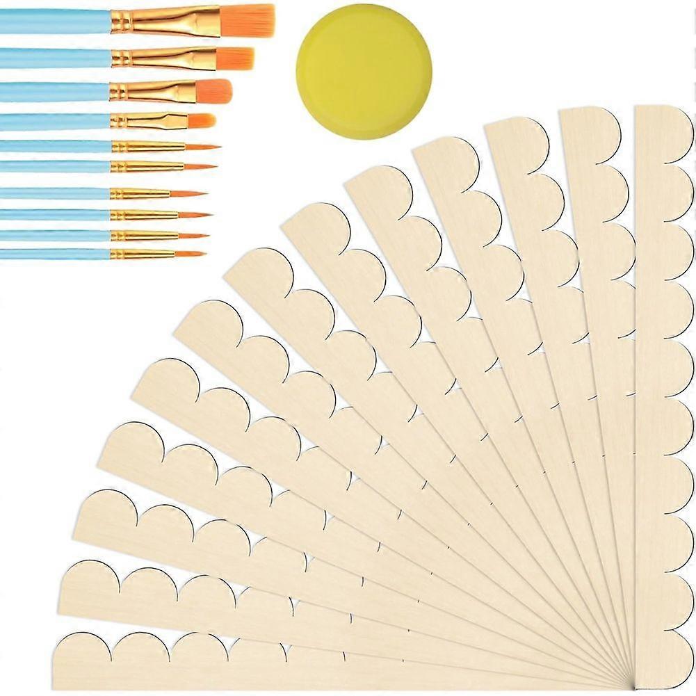 13+11P Unfinished Scalloped Decorative Wood Trim Kit, for DIY Scallop Edge Moulding for Window, Doo